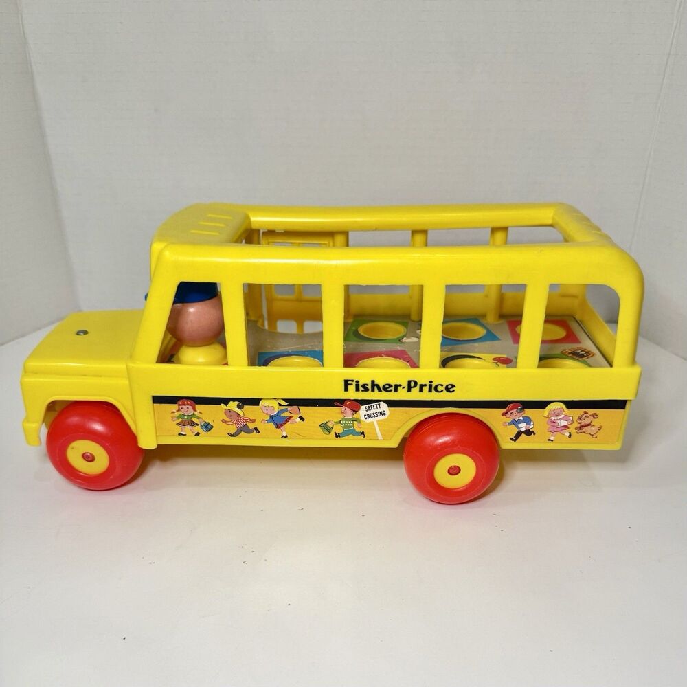 Vintage Fisher Price Little People School Bus #192 Yellow Bus Driver Figure 1984